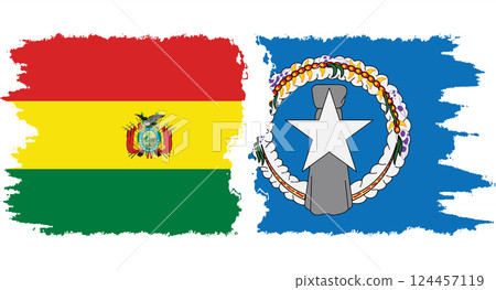 Northern Mariana Islands and Bolivia grunge flags connection vector 124457119