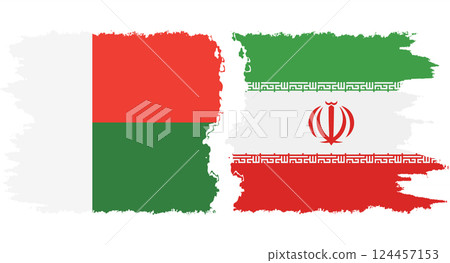 Iran and Madagascar grunge flags connection vector 124457153