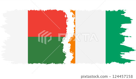 Ivory Coast and Madagascar grunge flags connection vector 124457158