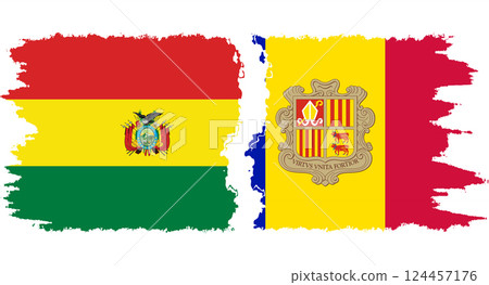 Andorra and Bolivia grunge flags connection vector 124457176