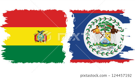 Belize and Bolivia grunge flags connection vector 124457192