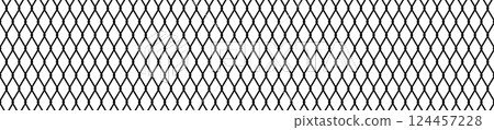 Seamless basketball net pattern, black and white geometric wire texture, abstract fishnet design for sports background. Flat vector illustration isolated on white background. 124457228