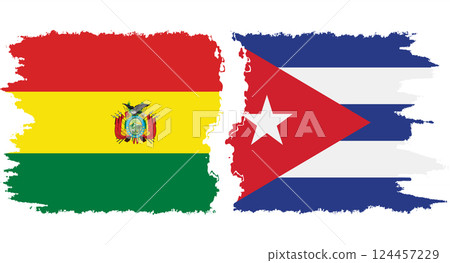 Cuba and Bolivia grunge flags connection vector 124457229
