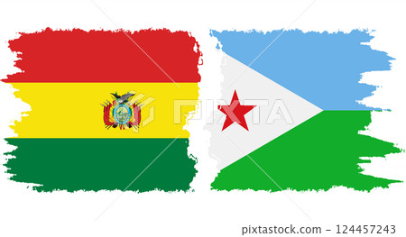 Djibouti and Bolivia grunge flags connection vector 124457243