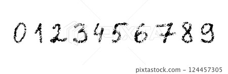 Grunge numbers 1,2 with rough brush texture acrylic. Hand-painted spray ink effect, doodle calligraphy font. Flat illustration isolated on white. Grunge numbers 1,2 with rough brush texture acrylic. Hand-painted spray ink effect, doodle calligraphy font. Flat illustration isolated on white. 124457305