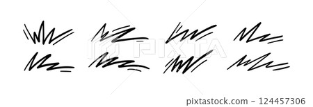 Hand drawn squiggly lines and comic-style strokes for emphasis. Wavy brush scribbles, marker effects, and dynamic text underlines. Flat vector illustration isolated on white background. Hand drawn squiggly lines and comic-style strokes for emphasis. Wavy brush scribbles, marker effects, and dynamic text underlines. Flat vector illustration isolated on white background. 124457306