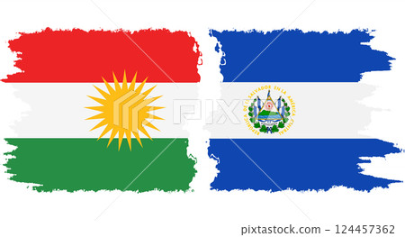 El Salvador and Kurdistan grunge flags connection vector 124457362