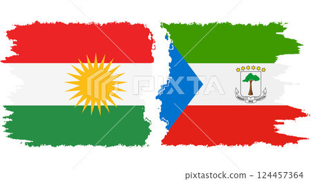 Equatorial Guinea and Kurdistan grunge flags connection vector 124457364