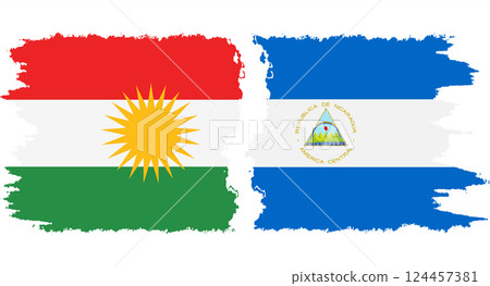 Nicaragua and Kurdistan grunge flags connection vector Nicaragua and Kurdistan grunge flags connection vector 124457381