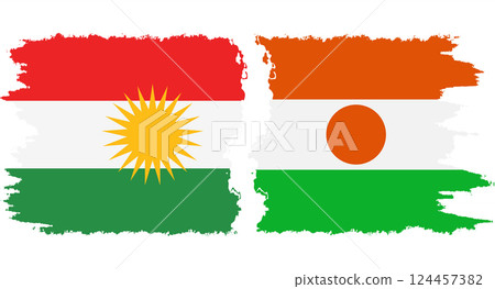 Niger and Kurdistan grunge flags connection vector 124457382
