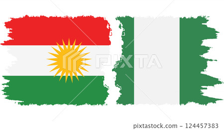 Nigeria and Kurdistan grunge flags connection vector Nigeria and Kurdistan grunge flags connection vector 124457383