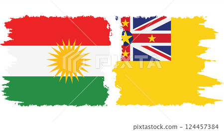 Niue and Kurdistan grunge flags connection vector 124457384