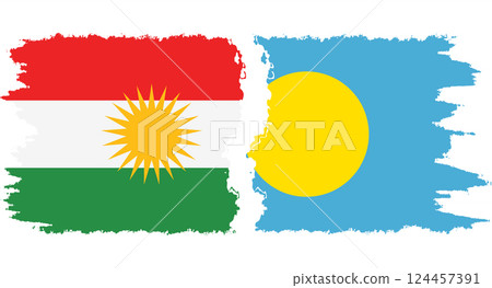Palau and Kurdistan grunge flags connection vector Palau and Kurdistan grunge flags connection vector 124457391