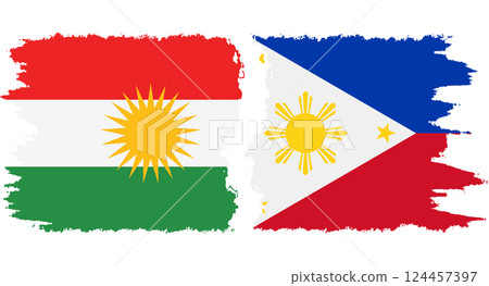 Philippines and Kurdistan grunge flags connection vector 124457397