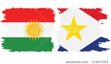 Saba and Kurdistan grunge flags connection vector Saba and Kurdistan grunge flags connection vector 124457405