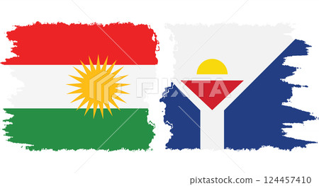 Saint Martin and Kurdistan grunge flags connection vector Saint Martin and Kurdistan grunge flags connection vector 124457410