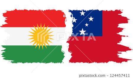 Independent State and Kurdistan grunge flags connection vector 124457411