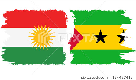 Sao Tome and Principe and Kurdistan grunge flags connection vector 124457413