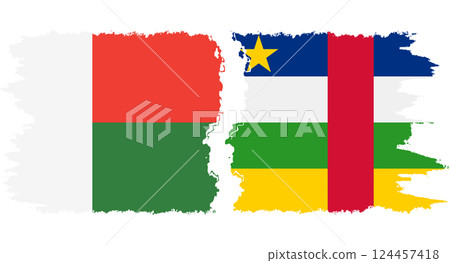 Central African Republic and Madagascar grunge flags connection vecto 124457418