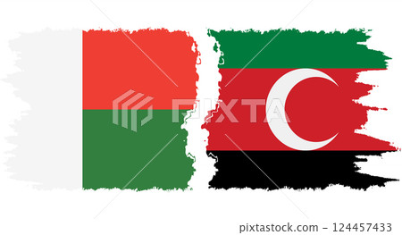 Darfur and Madagascar grunge flags connection vector 124457433