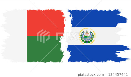 El Salvador and Madagascar grunge flags connection vector El Salvador and Madagascar grunge flags connection vector 124457441