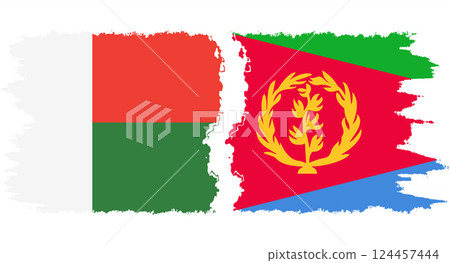 Eritrea and Madagascar grunge flags connection vector 124457444