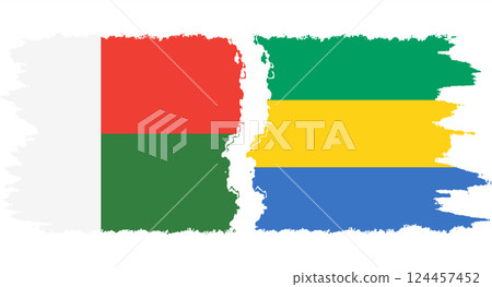 Gabon and Madagascar grunge flags connection vector 124457452