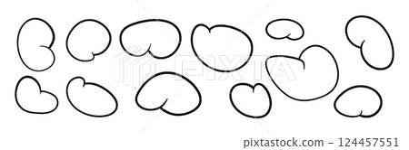 Organic blob shapes with irregular fluid forms. Abstract round spots and liquid bubble figures. Flat vector illustration isolated on white background. 124457551