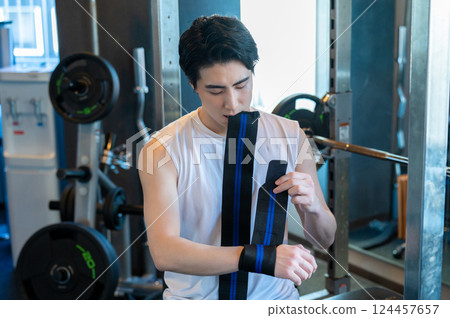 A man wearing a support A man wearing a support 124457657