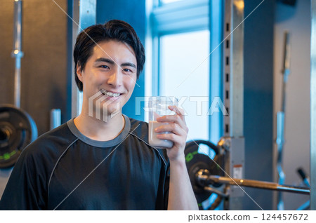 Man with protein 124457672