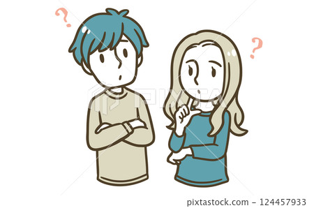 思考的男人和女人的插圖 思考的男人和女人的插圖 124457933