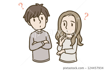 思考的男人和女人的插圖 思考的男人和女人的插圖 124457934