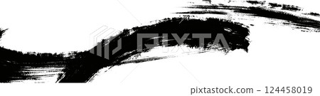 Abstract brush strokes with rough grunge texture and spiral lines. Geometric pattern with hand-drawn arrows and paint effects. Flat vector illustration isolated on white background. 124458019