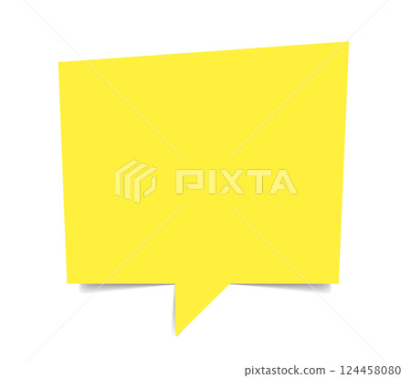 Yellow speech bubble sticky note 124458080