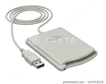 Smart card reader isolated on white background - 3D illustration 124458130