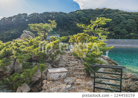 濱松市（靜岡縣）新綠環繞的井之湖神社風景 124458159
