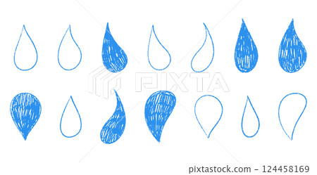 Water splash with wave and droplet shapes, liquid spray and drip elements, sea fountain icon for background, logo or illustration. Flat vector illustration isolated on white background. 124458169