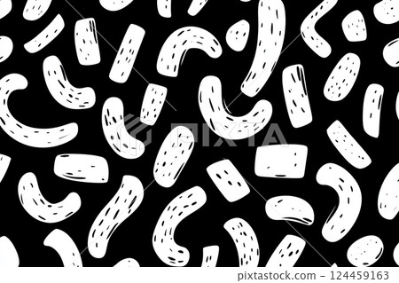 Bold hand-drawn typographic pattern featuring scattered letters in black and white with a modern urban vibe 124459163