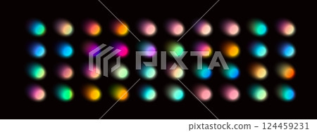 Abstract gradient background with soft blue and green hues, blurred fluid shapes, grainy watercolor texture, neon light mesh effect. Flat vector illustration isolated on white background. 124459231