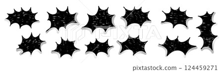 Pop art comic speech balloon with onomatopoeia effect. Cartoon dialog box and surprise sticker element. Flat vector illustration isolated on white background. 124459271
