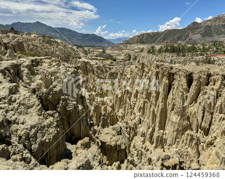 Bolivia's Valley of the Moon rock formations - a landscape created by nature Bolivia's Valley of the Moon rock formations - a landscape created by nature 124459368