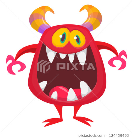 Happy cartoon monster with funny face. Halloween vector illustration. Great for package or party decoration 124459493