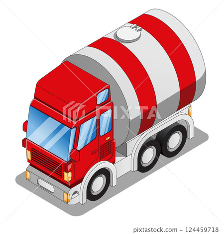 Funny tanker truck. Isometric. Isolated on white background. Vector illustration.  124459718