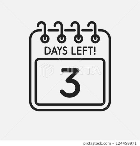 Countdown daily page calendar icon - 3 days left Countdown daily page calendar icon - 3 days left 124459971