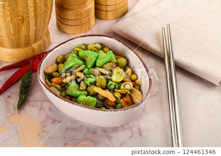 Japanese snack - Wasabi endo arare cracker Japanese snack - Wasabi endo arare cracker 124461346