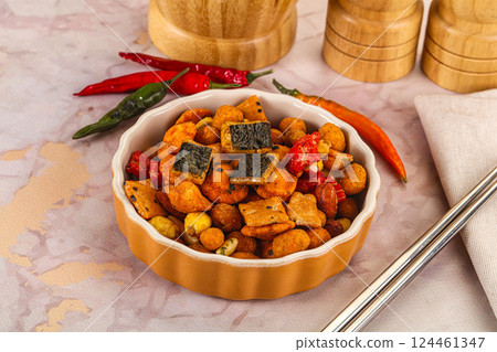 Japanese snack - Chili mame arare cracker 124461347
