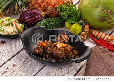 Manchirian breaded prawn with vegetables Manchirian breaded prawn with vegetables 124461369