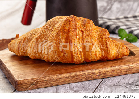 Fresh hot homemade croissant for breakfast 124461373