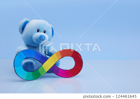 Teddy with Infinity symbol. Autism awareness. Neurodiversity awareness and acceptance Teddy with Infinity symbol. Autism awareness. Neurodiversity awareness and acceptance 124461645