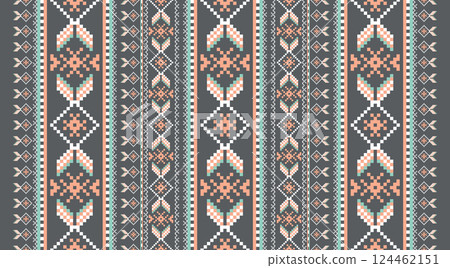 ethnic pattern texture design background print abstract seamless vector textile. ethnic style illustration graphic fabric ornament geometric decorative decoration art wallpaper. ethnic art floral. 124462151